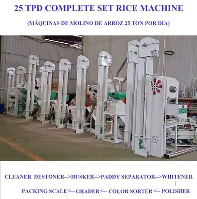Tiêu thụ năng lượng thấp Máy nghiền gạo 25 tấn mỗi ngày Hoàn toàn tự động